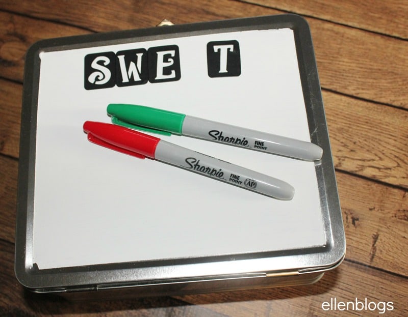 How to stencil on tin for holiday treats #StaplesSharpie #PMedia #ad