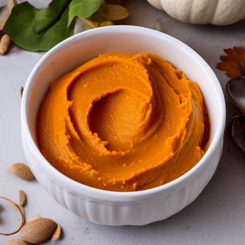 pumpkin puree in a white bowl