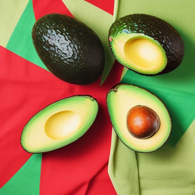 avocados on a colorful cloth