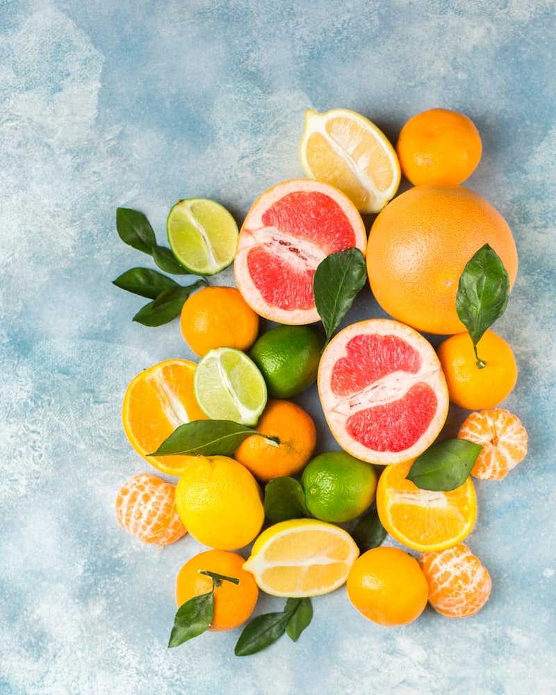 citrus fruit on a blue background
