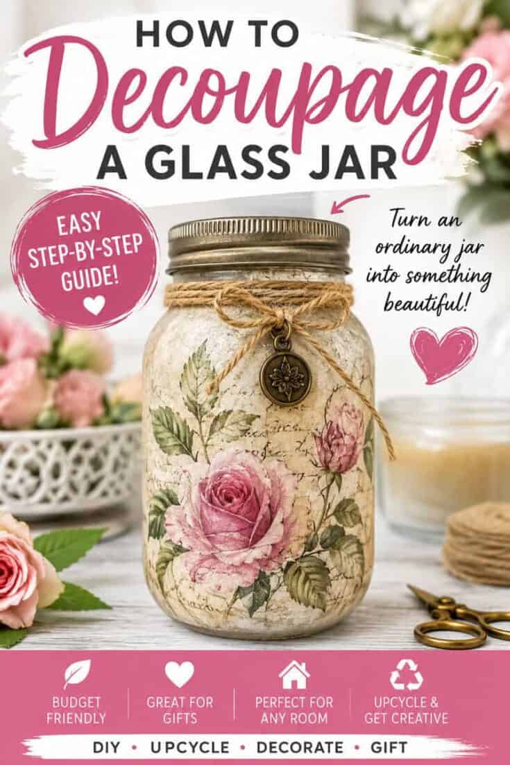 How to Decoupage a Glass Jar for an Easy Upcycled Craft