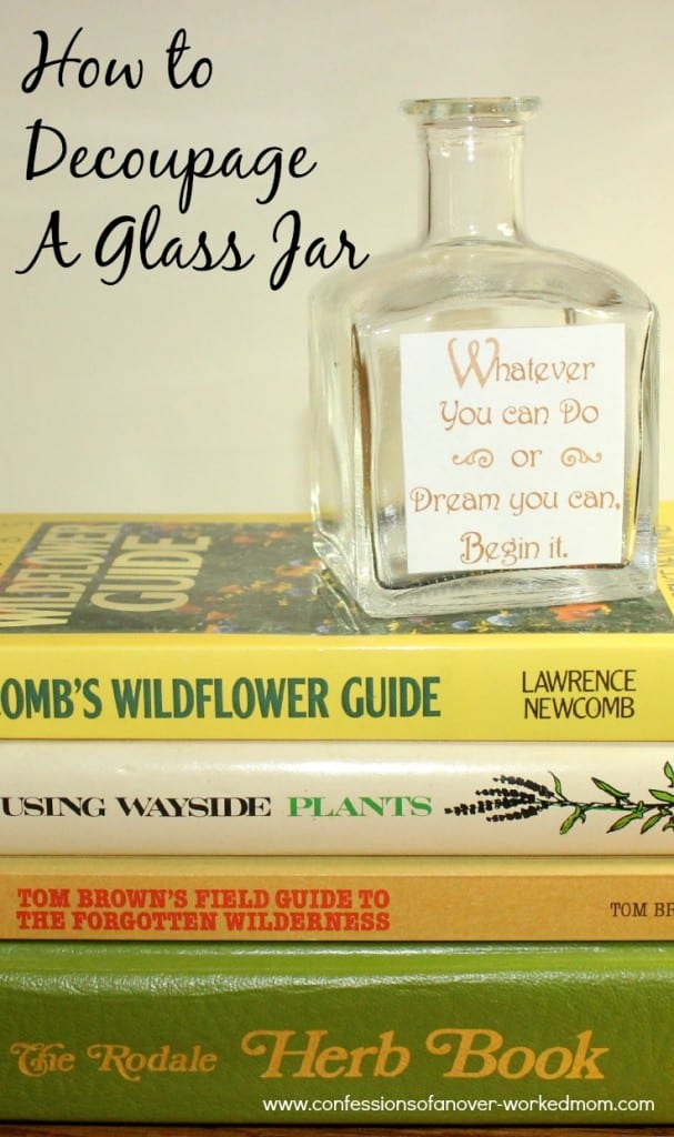 Are you wondering how to decoupage a glass jar? Learn how to decoupage glass by putting Mod Podge on glass jars for an easy craft.