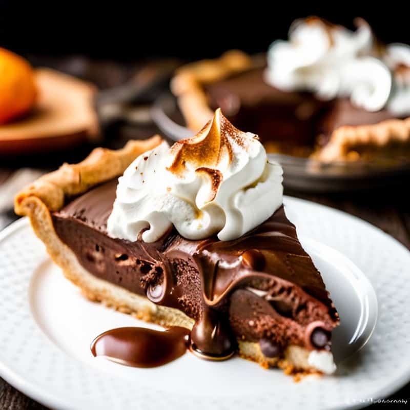 no bake chocolate pie with whipped cream on a plate