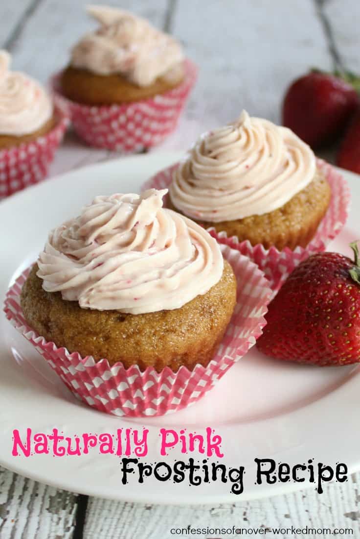 cupcakes with natural pink strawberry frosting