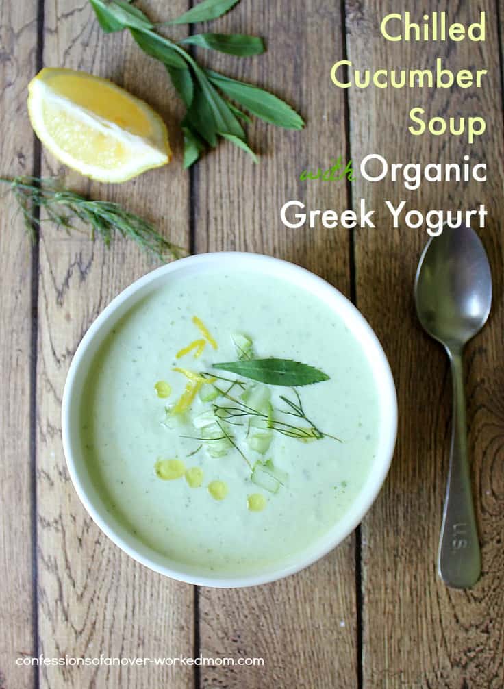 Chilled cucumber soup with organic Greek yogurt