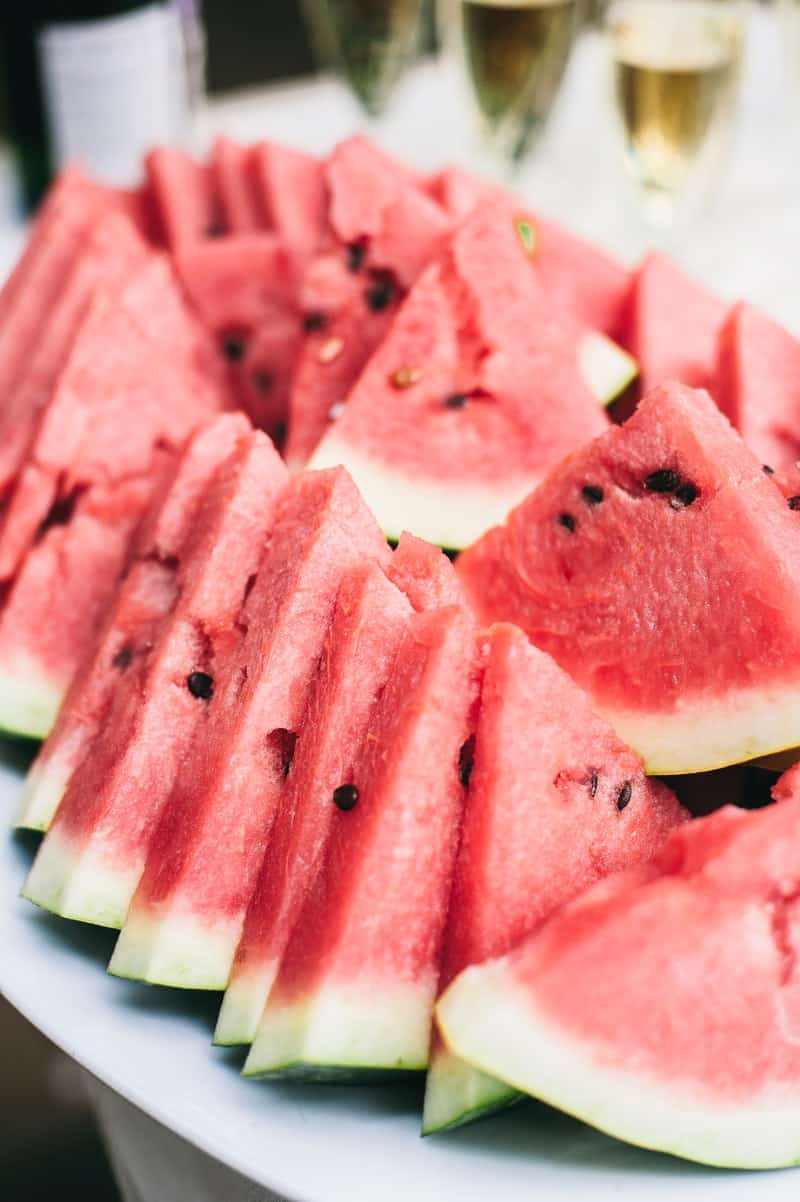 wedges of sliced watermelon