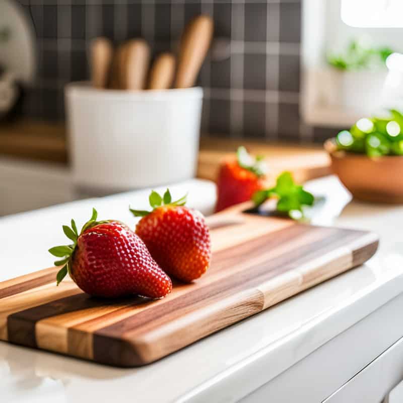 strawberries on a cutting board