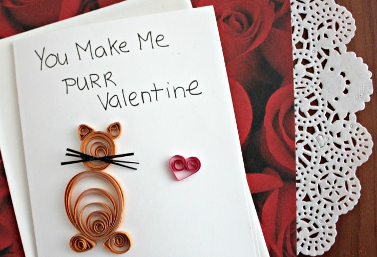 Cat Quilling Valentines Day Card