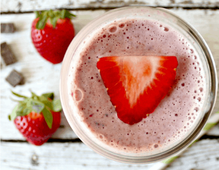 Healthy strawberry chocolate shake without chocolate syrup