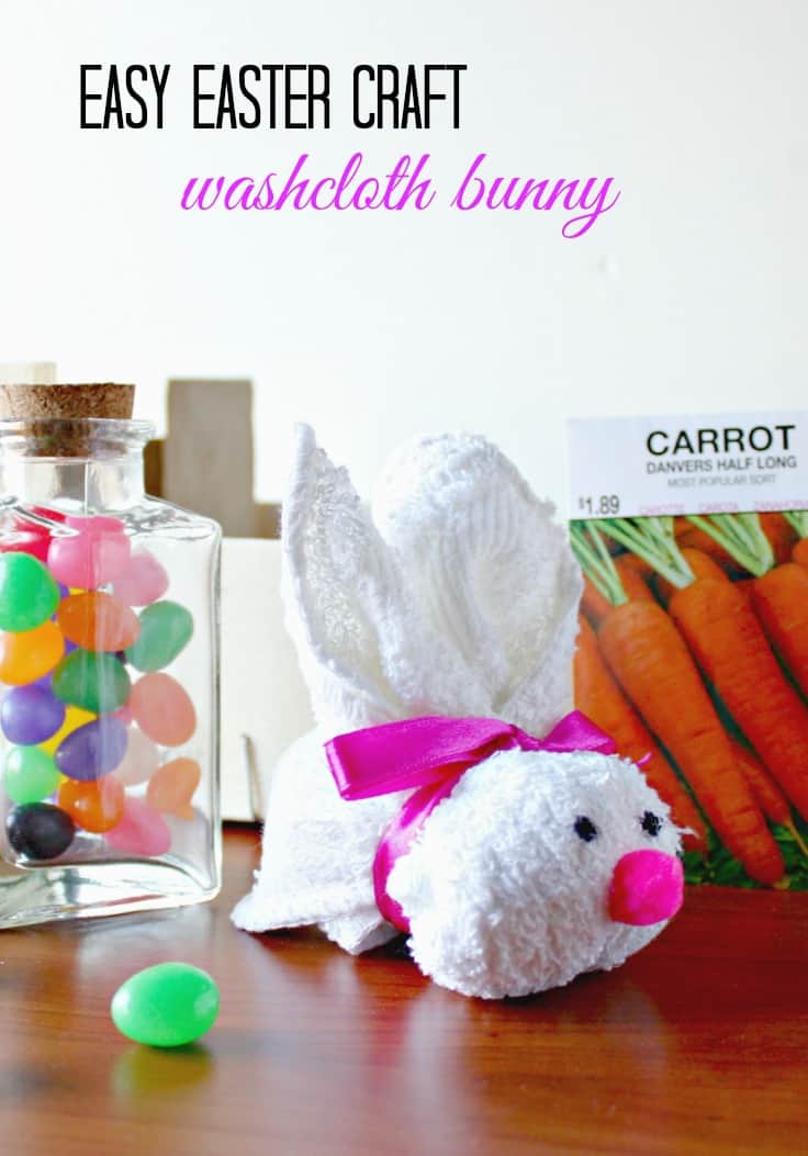 Washcloth Bunny Easter Craft | Confessions of an Overworked Mom