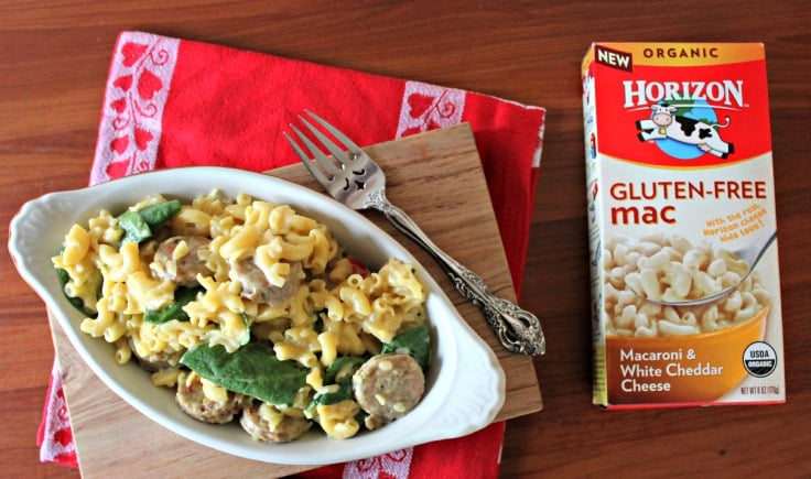 Macaroni and cheese recipe with sausage and spinach