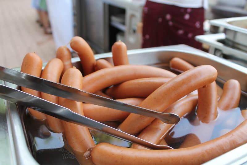 hot dogs and tongs
