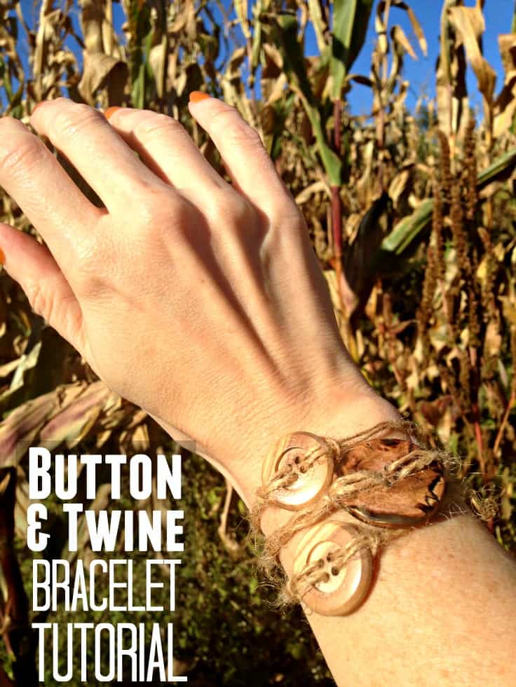 Easy fall button and twine bracelet tutorial