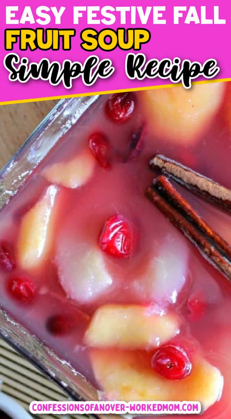 This easy festive fall fruit soup uses fresh fall apples, pears, and cranberries and is a delicious healthy alternative to traditional fall desserts. Try it today.