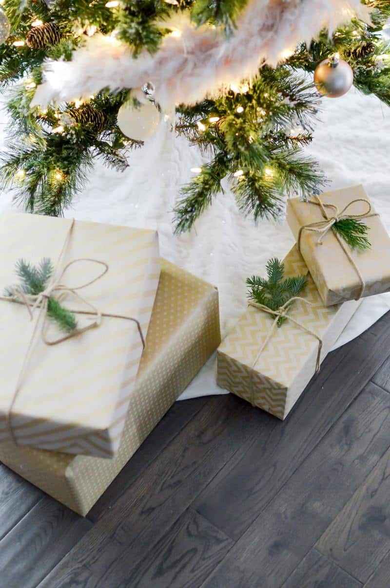 presents wrapped under a decorated Christmas tree