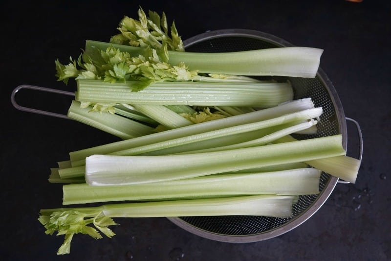 celery in a colander