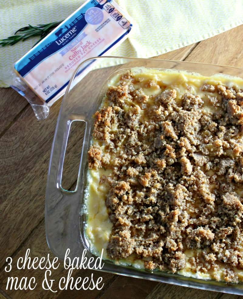 Three Cheese Macaroni and Cheese Recipe with Buttered Breadcrumbs