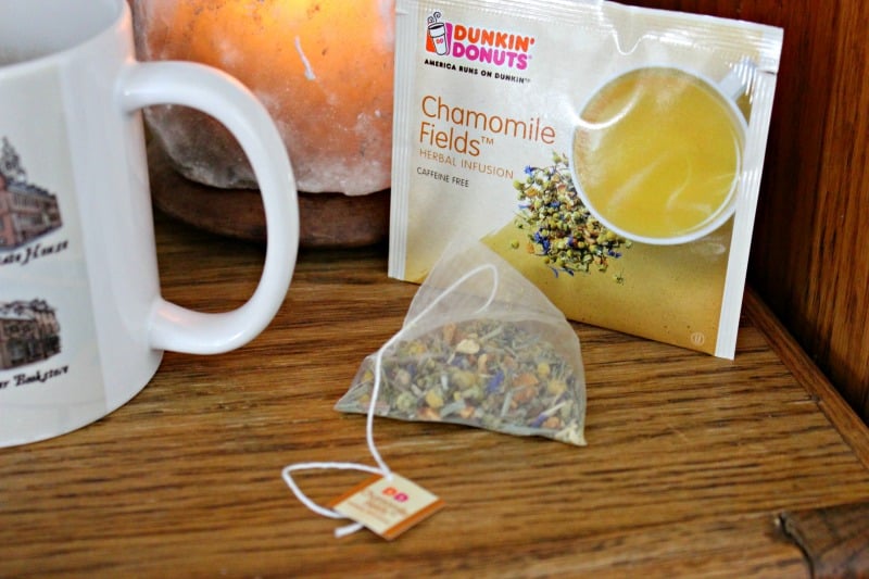 chamomile tea and a salt lamp