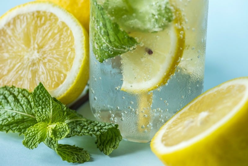 lemon and mint in water