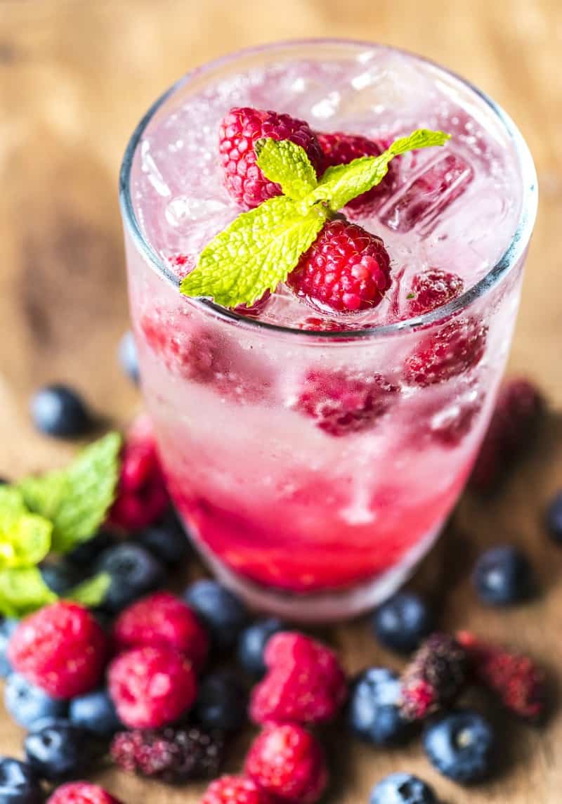 infused water with berries and mint