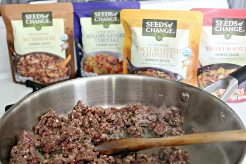 frying ground beef in a pan