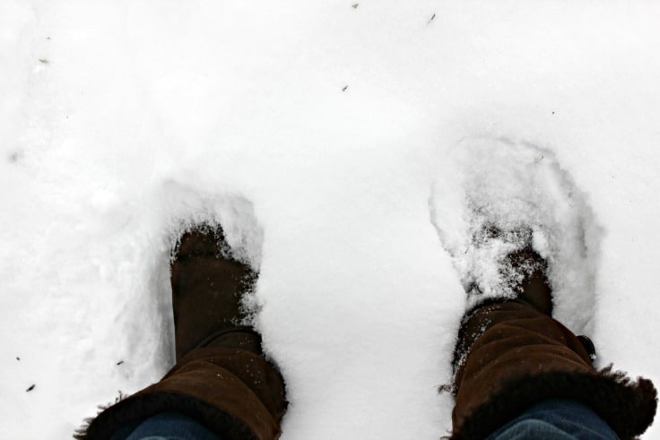 snow boots in the snow