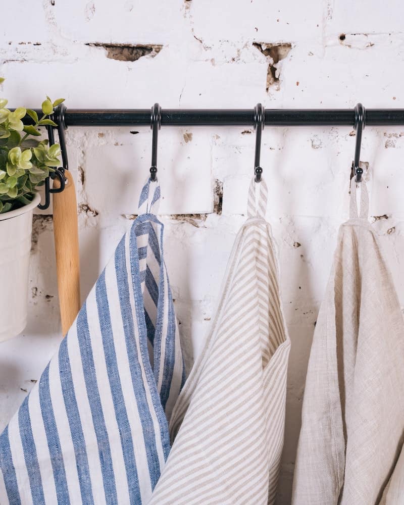 fresh linens hanging on a hook