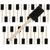 US Art Supply 1 inch Foam Sponge Wood Handle Paint Brush Set (Value Pack of 25) - Lightweight, durable and great for Acrylics, Stains, Varnishes, Crafts, Art