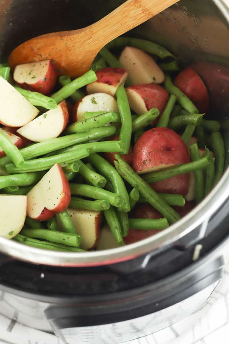 green beans and potatoes in the Instant Pot
