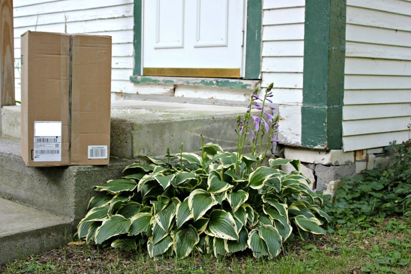 box on the front steps