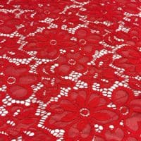 Stretch Lace Fabric Embroidered Poly Spandex French Floral Florence 58" Wide by the yard (Red)