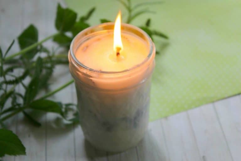 DIY Soy Candle Tutorial with Fresh Lavender and Mint