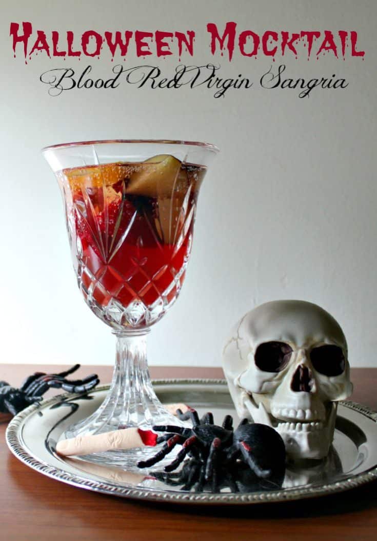 I had been trying to figure out a cute mocktail for Halloween that we could serve when I came up with this Blood Red Mocktail. #mocktail #halloween