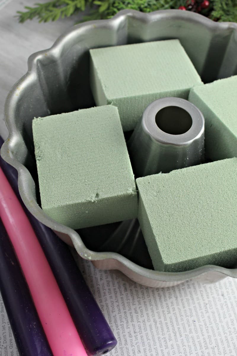 foam blocks inside a bundt pan