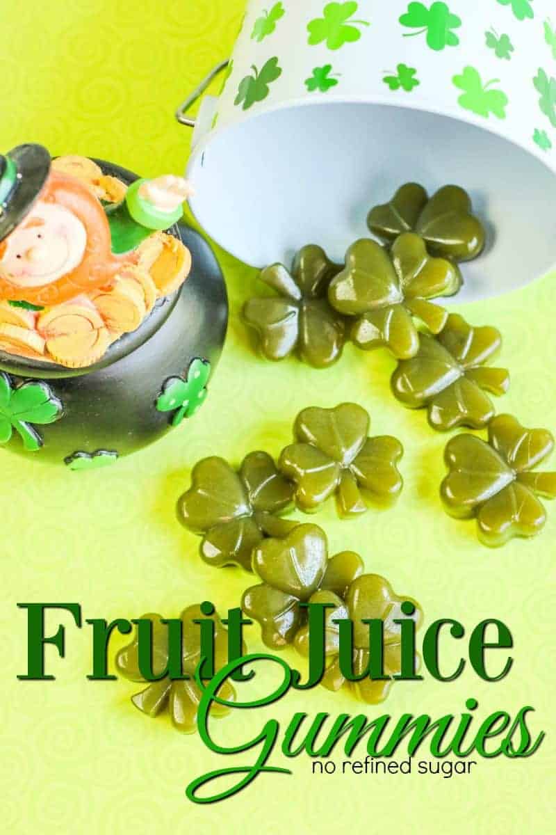 Fruit Juice Gummy Recipe With No Refined Sugar. Shamrock gummies for St. Patrick's Day