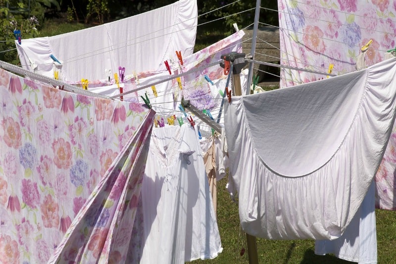 laundry drying on a line