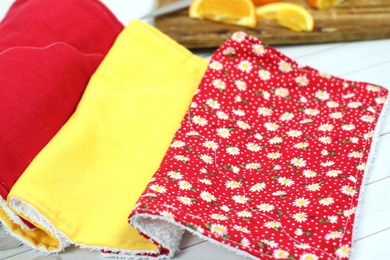 red and yellow reusable cloths