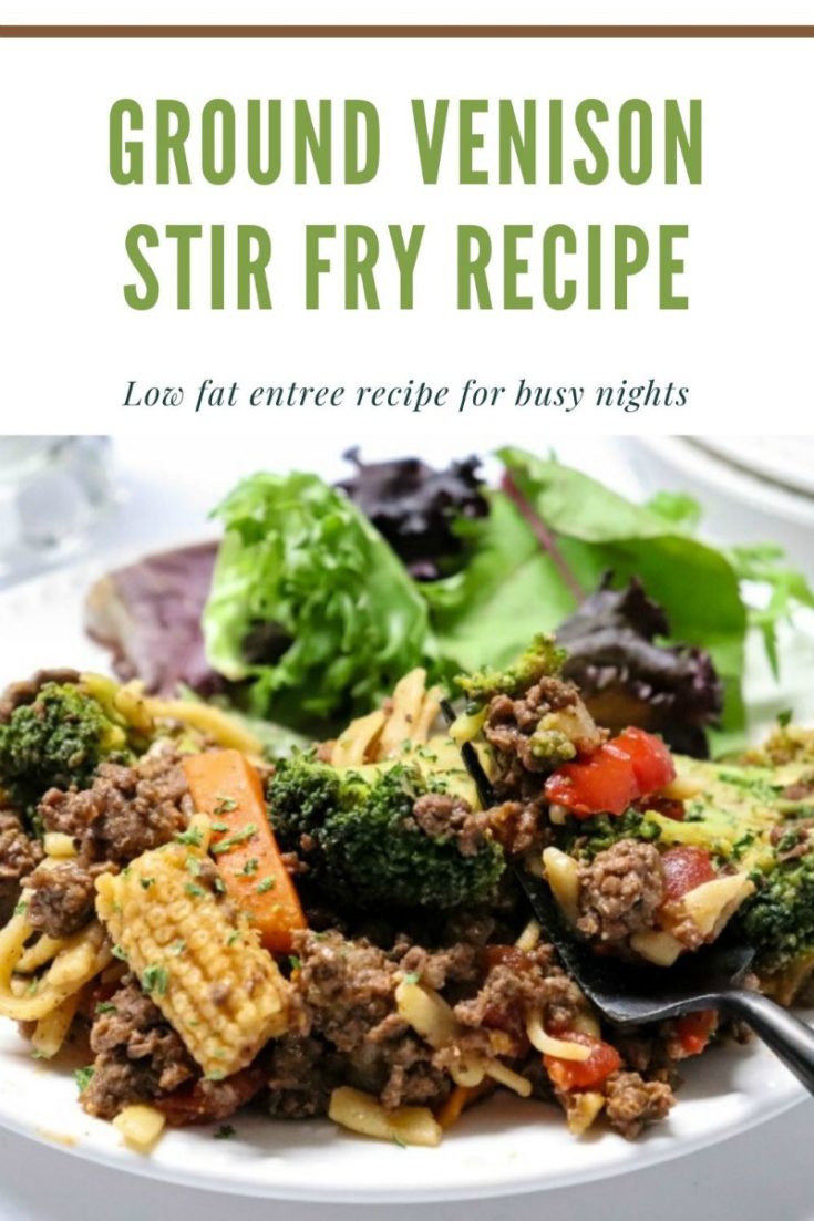 Easy ground venison stir fry recipe with broccoli and baby corn