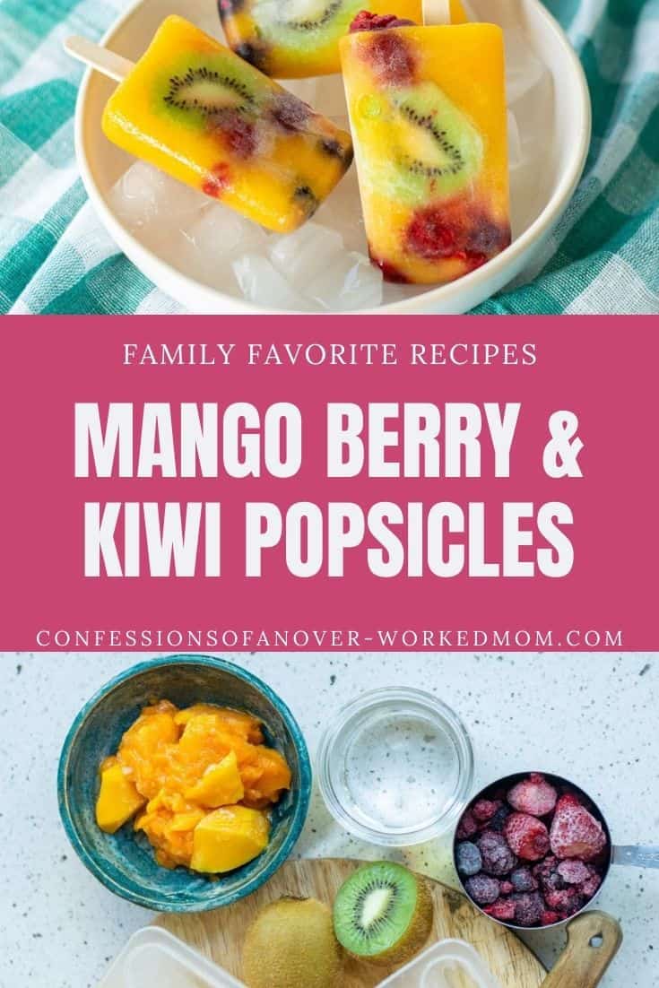 Mango popsicles are a delicious summer treat with creamy mango puree and chunks of berries and kiwi. Try my mango popsicle recipe today.