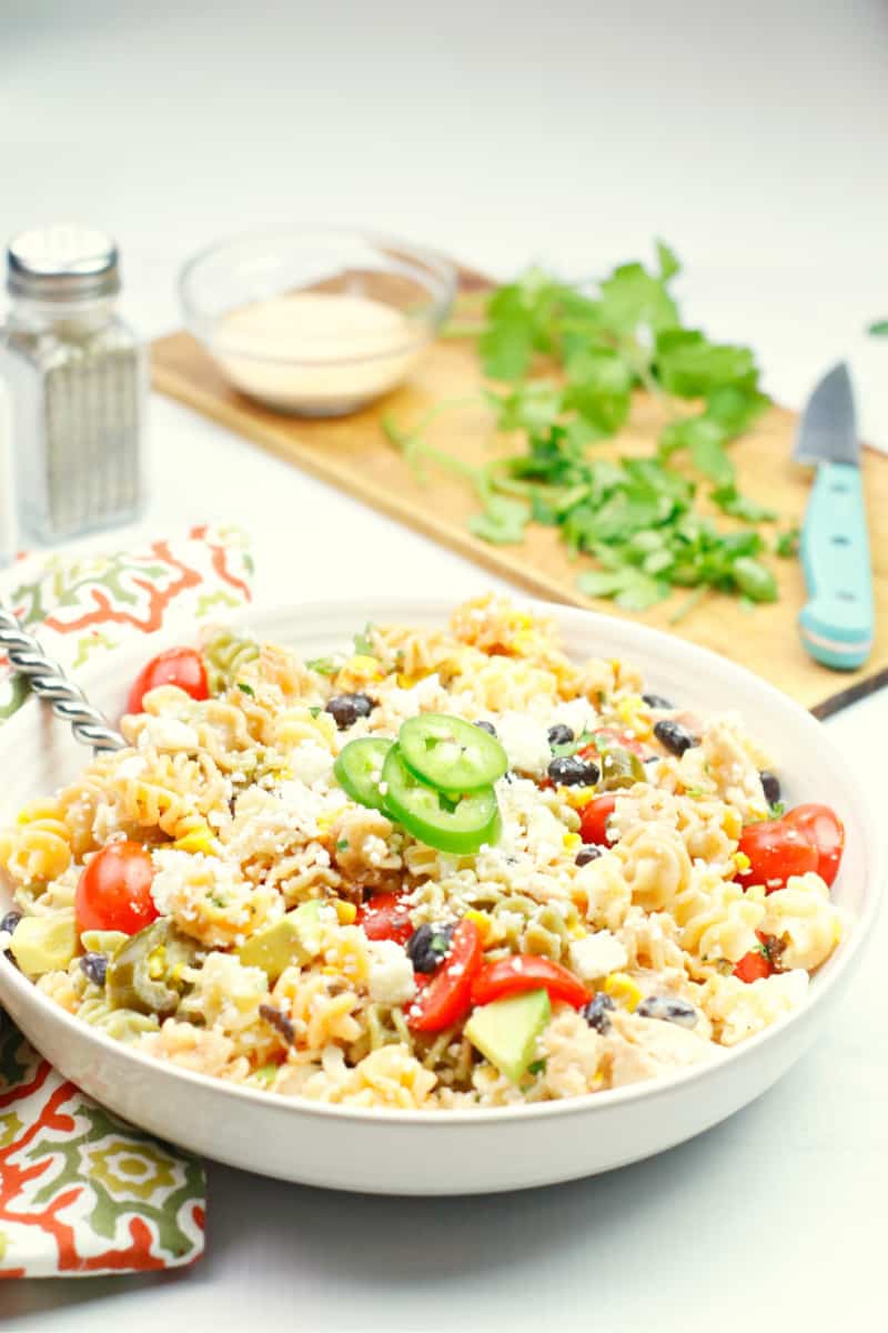 Mexican Street Corn Pasta Salad is a summer salad that's filled with Mexican flavor. Try this traditional Mexican macaroni salad today.