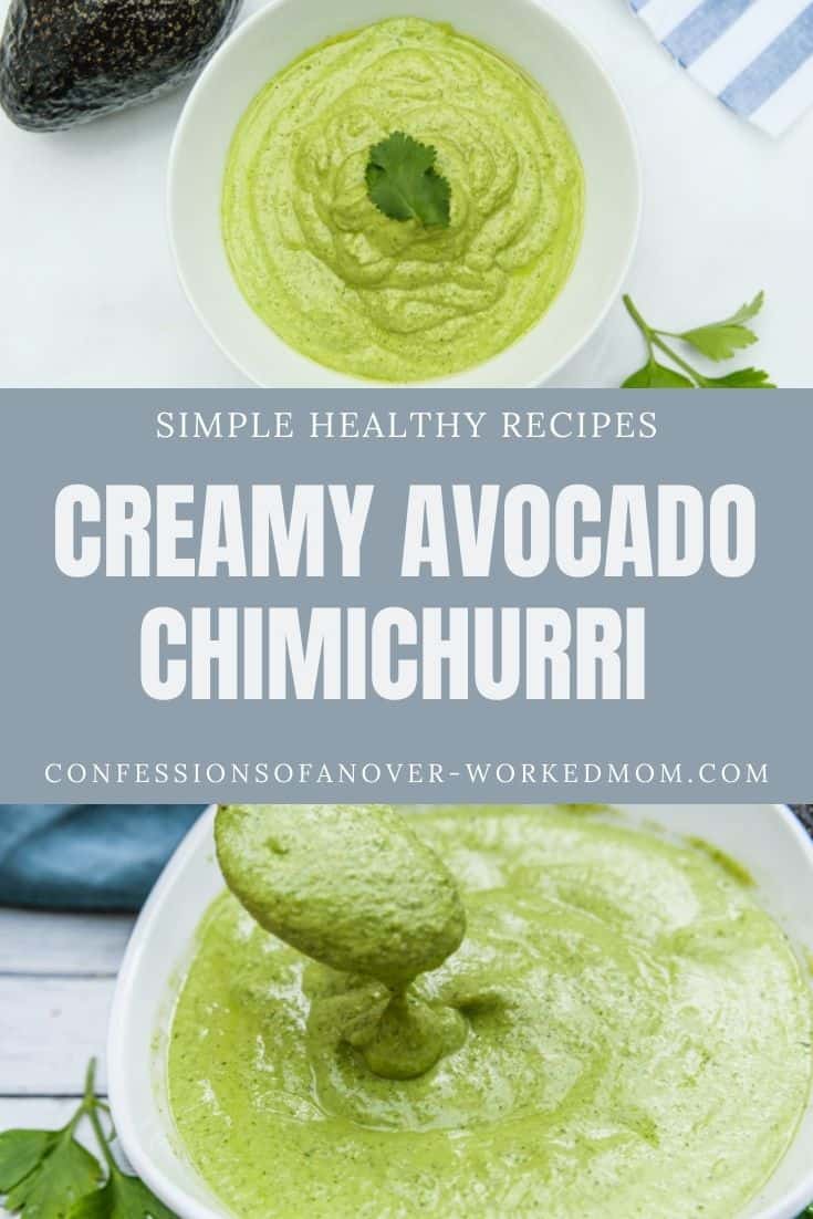 This avocado chimichurri sauce is the perfect go-to for your favorite grilled meats. Try this healthy chimichurri recipe with grilled steak or chicken today.