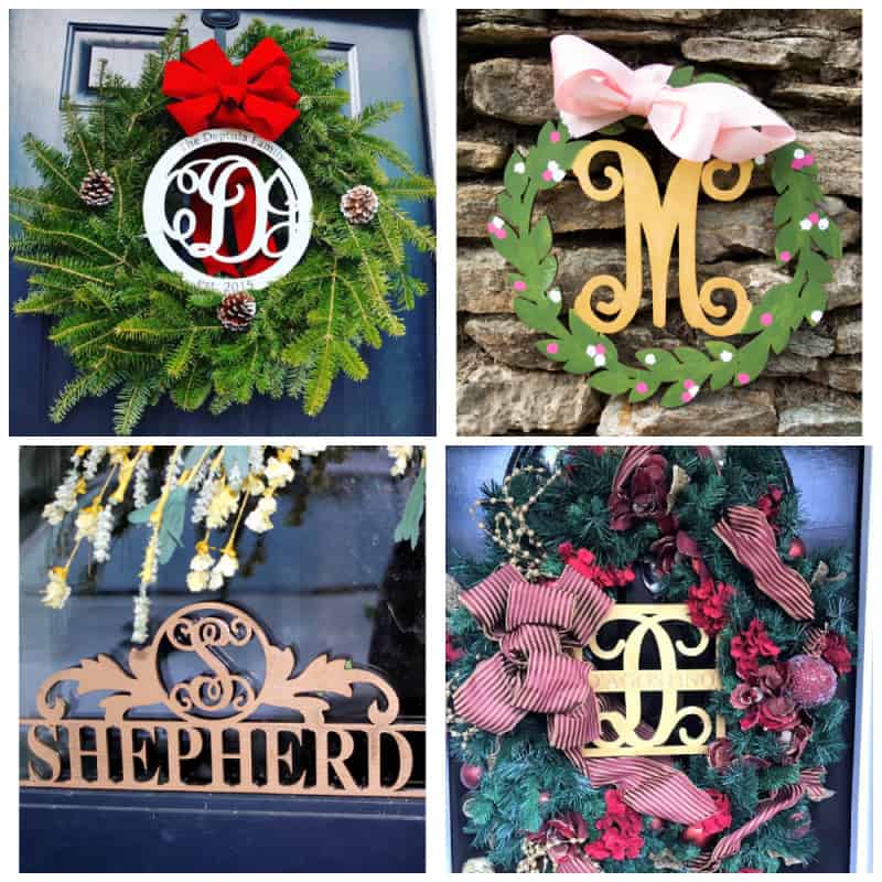 Wooden cut outs for winter front door decor