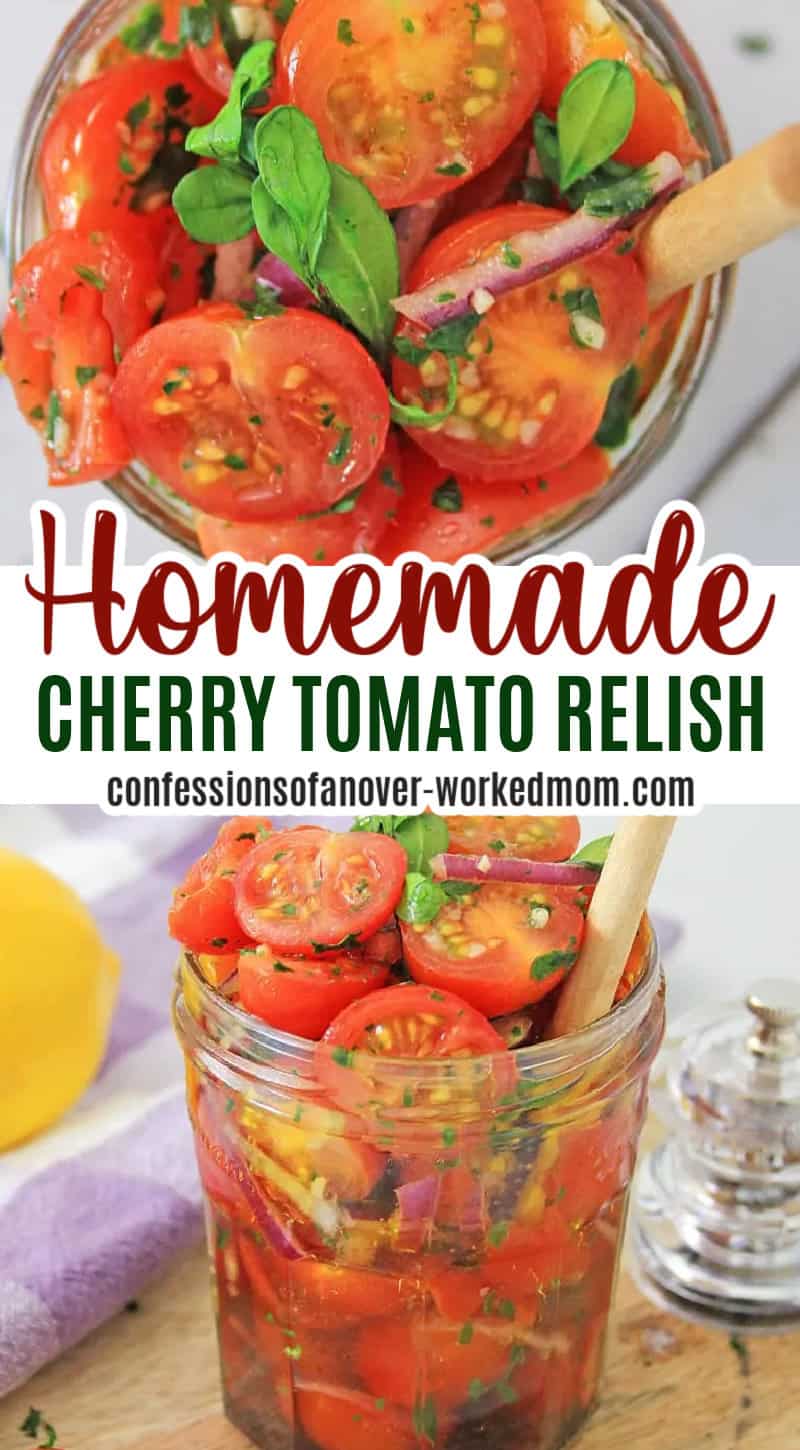 This Cherry Tomato Relish for fish or pork makes a delicious side dish. Try my homemade tomato and onion relish recipe with your next meal.