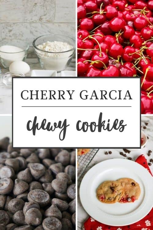 These Cherry Garcia Cookies are a delicious soft cookie with maraschino cherries and chunks of semi-sweet chocolate. Make a batch today.