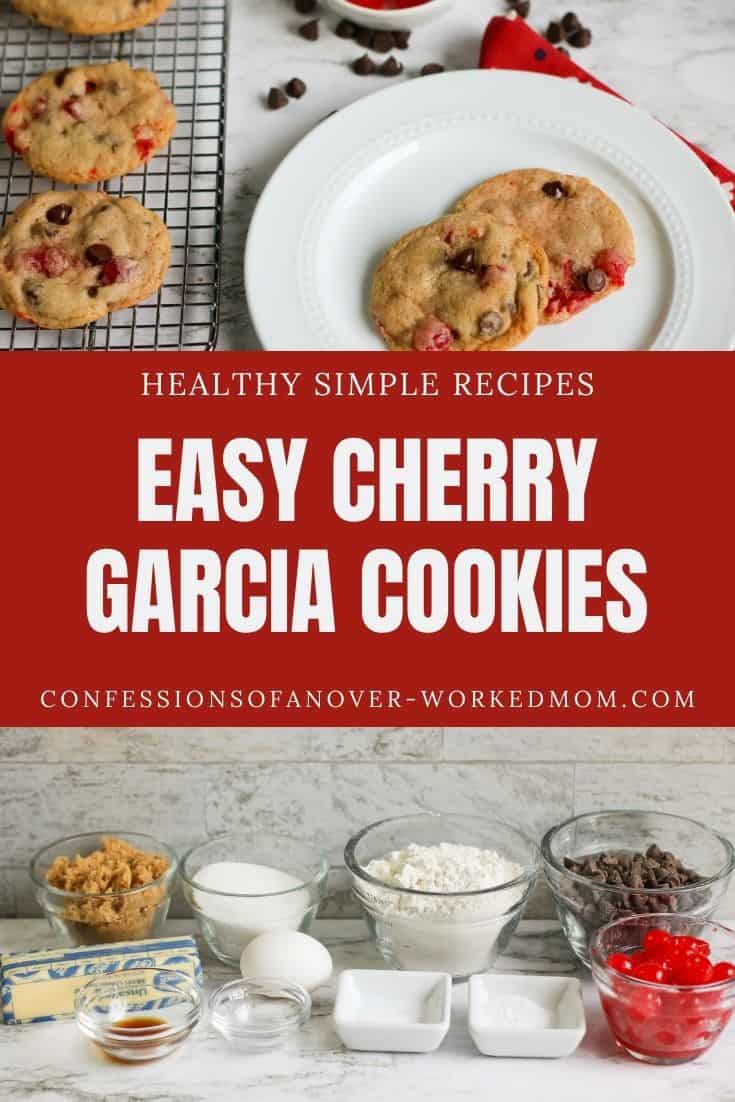 These Cherry Garcia Cookies are a delicious soft cookie with maraschino cherries and chunks of semi-sweet chocolate. Make a batch today.