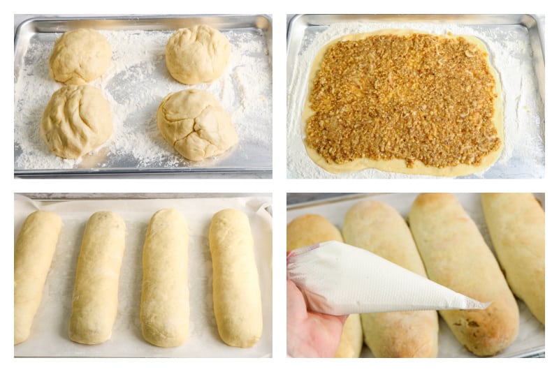 step by step photos of creating an Easter nut roll