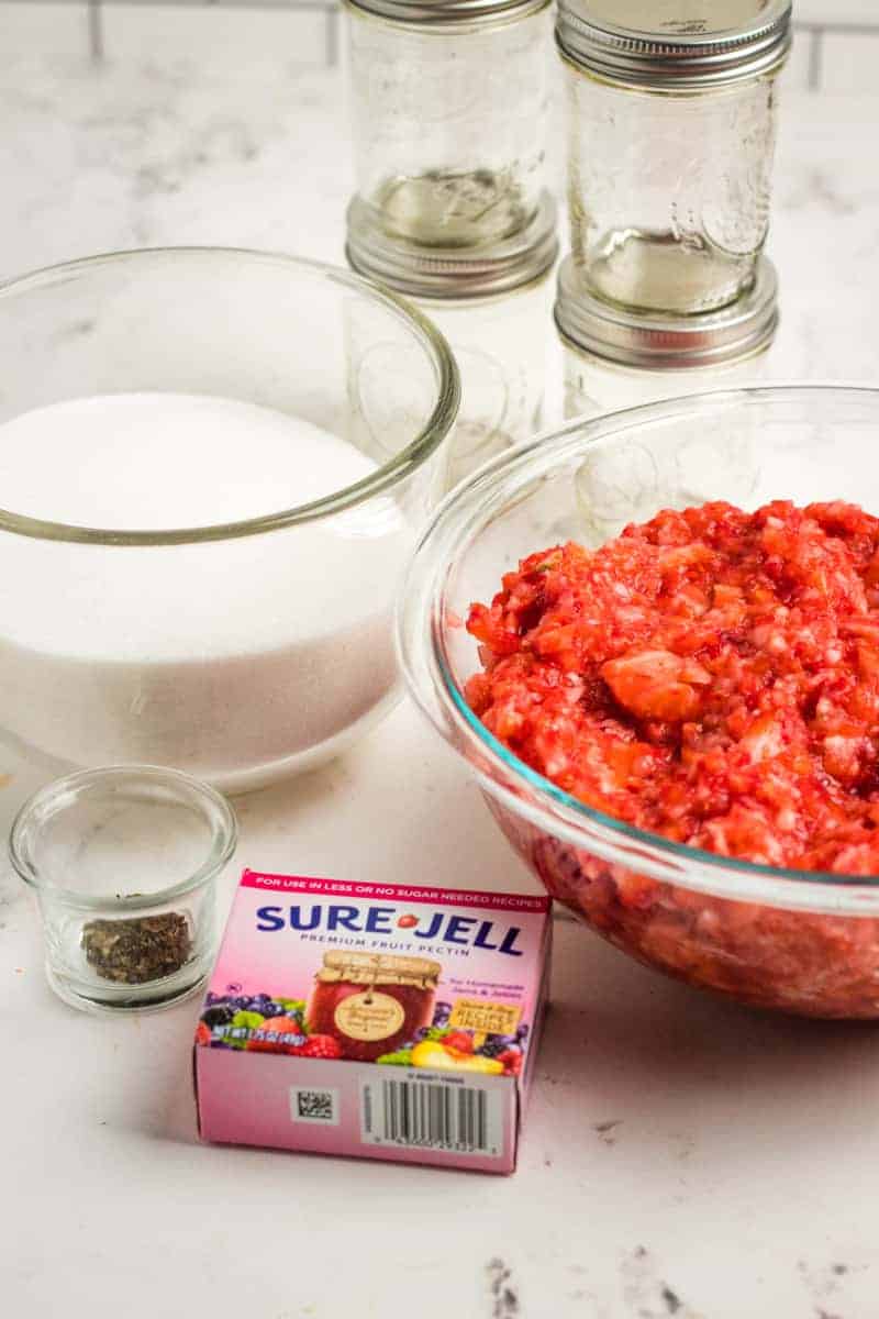 ingredients to make this recipe in glass bowls