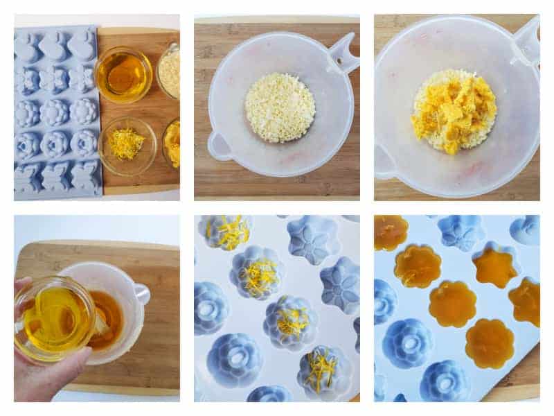 step by step photos to make dandelion lotion bars