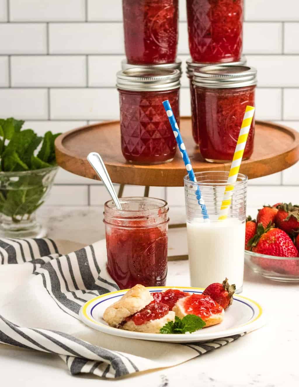 This Strawberry Mint Jam recipe is the best way to use fresh summer strawberries. Learn how to make the best strawberry refrigerator jam.