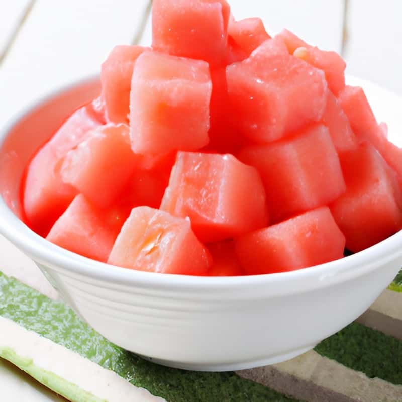 cubes of watermelon in a bowl